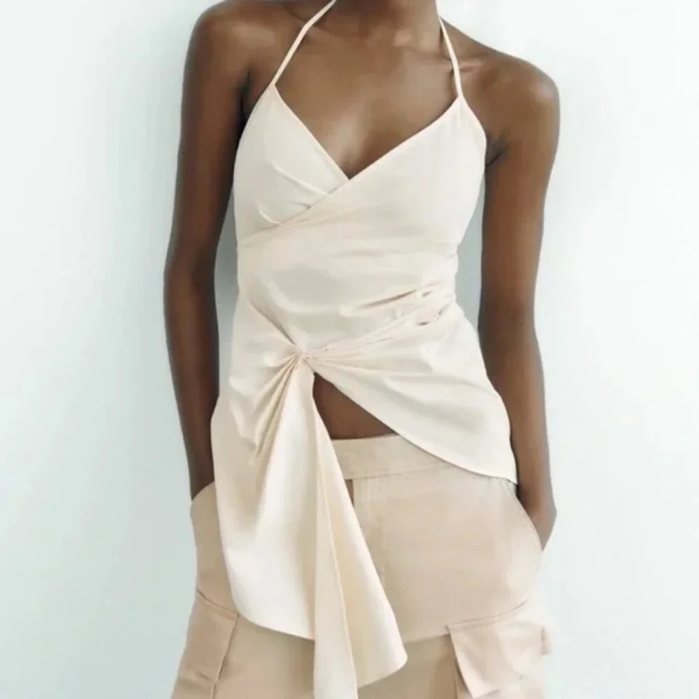NWT Zara Asymmetric Gabardine Top - Picture 1 of 5